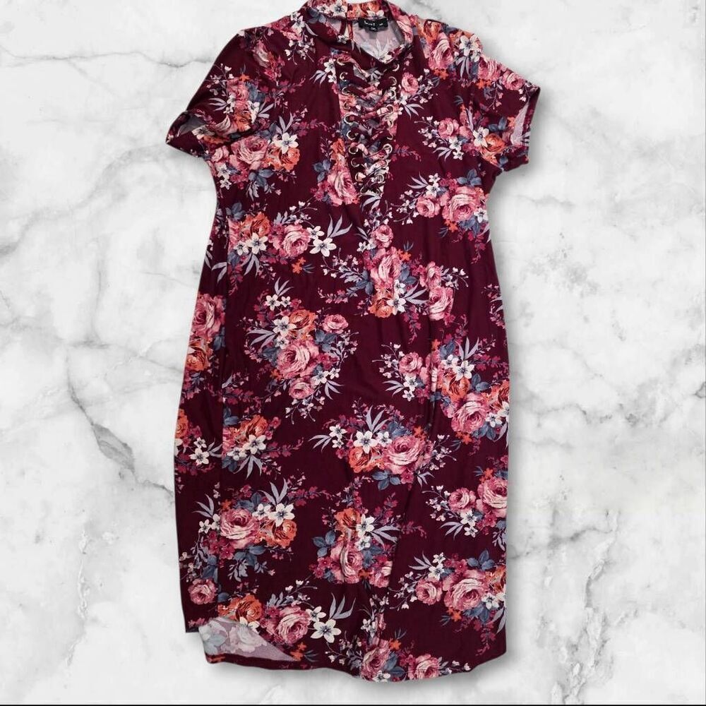 Love J Maroon Floral Dress Size 3XL